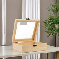 Boîte en bois de pin rectangulaire artisanale non finie avec couvercle à charnières, boîte de rangement pour travaux manuels, emballage de bijoux