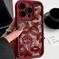 Coque de téléphone antichoc en TPU avec motif imprimé lèvres rouges et design d'objectif en échelle pour iPhone 18 17 16 15 14 13 12 Pro Max