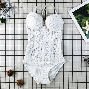Factory <strong>Sales</strong> New Design White Sexy Crochet One Piece Bikini V-neck Swimsuit Women <strong>Tummy</strong> <strong>Control</strong> Breathable <strong>Swimwear</strong> - Product Image 4