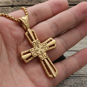 yunnique <b>Cross</b> Pendant Necklace Fashion Gold Zinc Alloy Unisex Gift Jewelry - Product Image 3