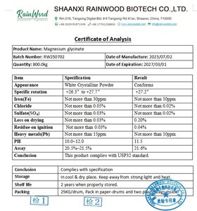 Rainwood CAS 14783-68-7 Poudre <span class=keywords><strong>de</strong></span> glycinate <span class=keywords><strong>de</strong></span> magnésium, magnésium biglycinate MG 18%-21% pour le sommeil et la récupération musculaire - Product Image 2