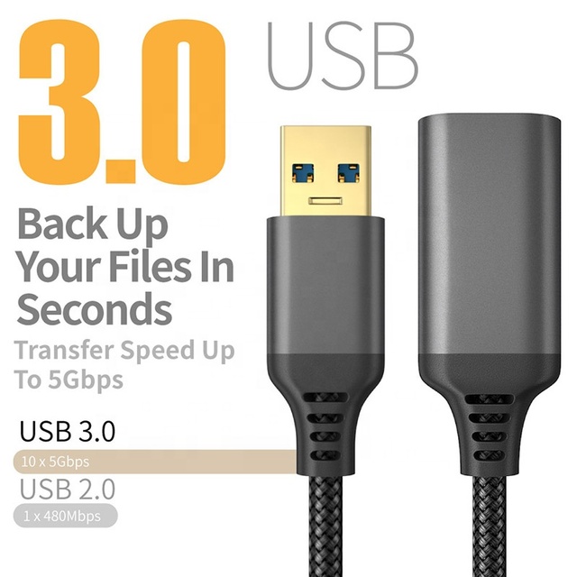 Xput Black USB 3.0 Type a Male to Female Extension Cable Cord for Printer Camera Mouse Keyboard Computer Desktop Laptop Hardware