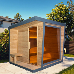 Sauna Exterior de Abeto Carbonizado para 6 Personas, Cabaña Rústica Resistente a la Intemperie para Relajación en el Patio Trasero - Product Image 6
