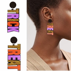 Horror calabaza cuchillo fantasma cráneo esqueleto araña acrílico pendientes Funky Spooky peculiar Halloween pendientes para mujeres niñas joyería - Product Image 4