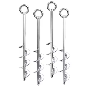 Ancrage de sol en <span class=keywords><strong>spirale</strong></span> multifonctionnel en acier inoxydable pour la maison, ensemble de balançoires pour animaux de compagnie et attaches - Product Image 6