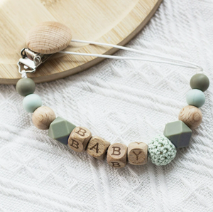 Clip para Chupón de Madera de Haya con Cuentas de Moda, Bola de Ganchillo de Silicona, Soporte para Chupón, Clips para Chupón Personalizados para Bebé, Regalo para Bebé - Product Image 5