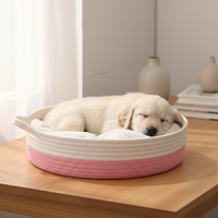 Panier de rangement pliable en corde de coton tressée, écologique, best-seller transfrontalier, nouveau modèle, lit pour chat toutes saisons avec poignée, sûr pour les animaux de compagnie