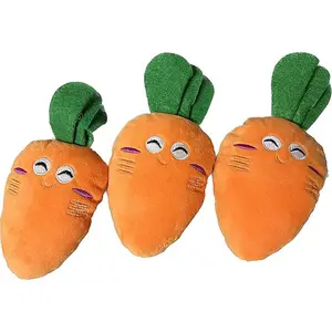 Милый дизайн с пищащей морковью оранжевый 9-дюймовый дизайн, чтобы уменьшить беспокойство домашних животных для интерактивных домашних собак, кусающих Морковные плюшевые игрушки
