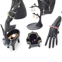 Bijoux Stand Props Collier Titulaire Anneaux Boucles D'oreilles Bracelet Noir Bijoux Présentoirs pour Spectacle