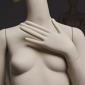 Elegante beige Ganzkörper-Schaufenster puppe für Frauen mit Gesichts merkmalen, Steh-und Sitz pose und lackiertem Mode fenster - Product Image 4