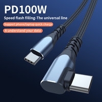 Kabel USB C PD 100W, kabel USB C Tipe C kepang Super isi daya dengan saklar untuk Ipad Macbook Android