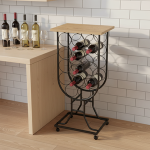 Casier à <span class=keywords><strong>vin</strong></span> en métal mobile sur pied pour cuisine, salle à manger, bar à domicile, hôtel, villas, supports de <span class=keywords><strong>rangement</strong></span> pour comptoir - Product Image 1
