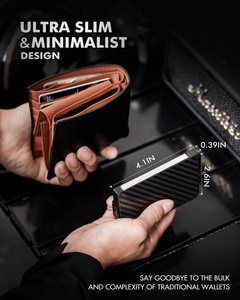 Thumbs-Up Fabriek Custom Koolstofvezel Korte Rfid Nfc Blokkerende Metalen Aluminium Waterdichte Minimalistische Slanke Design Geld Clip Portemonnee - Product Image 3