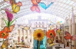 Hoge Kwaliteit Luxe Winkelcentrum Gigantische Kunstmatige Opknoping Grote <span class=keywords><strong>Led</strong></span> Vliegende Vlinder Decoratie Bruiloft Evenement Etalage - Product Image 5