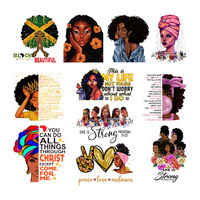 Sticker Panas Plastisol Hitam Wanita yang Dapat Dicuci untuk Pakaian, Cetakan Gadis Afrika untuk Transfer Kaos