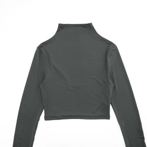 Viviblook D25ST426 Autumn Women's Clothing Set High Collar Long <b>Sleeves</b> Crop <b>Top</b> High Waist Flared Pants Set - Product Image 6