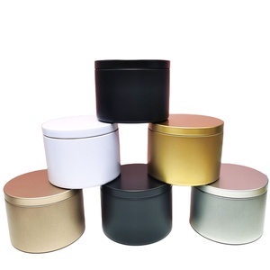 Wholesale all black white metal scented candle tins 8oz empty cans for candles candy tea tins gold color