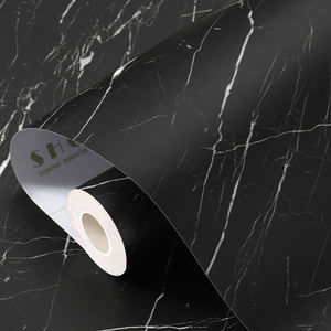 KINNARD-Papier de contact décoratif en PVC épais, avec design en marbre noir mat, imperméable et écologique, pour meubles d'hôtel - Product Image 1