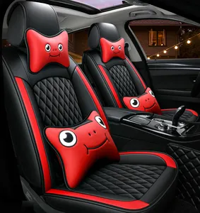 Juego de fundas de asiento de coche, toalla opular con calavera de sudor de dibujos animados de leopardo rosa y gris para Peugeot Toyota Rav 4