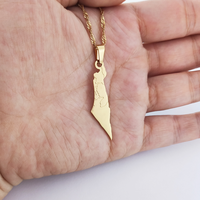 Collier Carte de Palestine en Acier Inoxydable Doré pour Femme