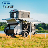 ONLYWE Mini caravane personnalisée 2,9 m, caravane en forme de larme, caravane tout-terrain, voiture de camping pour remorquage par SUV