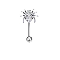 Nouveaux Piercings Élégants en Acier Inoxydable pour Sourcils et Clous d'Oreilles, Bijoux de Piercing pour Sourcils Incrustés de Zircone en Forme d'Araignée, de Chauve-Souris et de Papillon