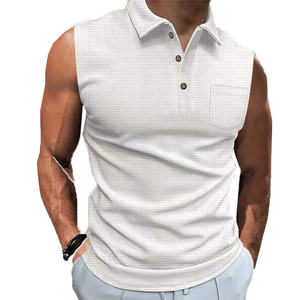 Camiseta sin mangas de verano para hombre OEM, 100% algodón, transpirable, tejida, informal, deportiva, con botones, sin mangas, para fitness, de color sólido o estampada. - Product Image 5