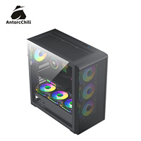 Boîtier Full Tower AntarcChill OEM avec panneau frontal en mesh, côtés en verre trempé, compatible E-ATX, radiateur 360 mm, USB 3.0