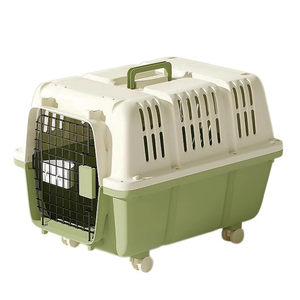 Transportín de Plástico Pequeño para Mascotas con Puerta de Alambre de Hierro, Transpirable, para Gatos y Perros Pequeños - Product Image 1