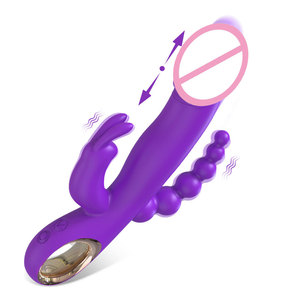 Vibratore Femminile 3in1 Telescopico a Forma di Coniglio con Vibrazione, Stimolatore Clitorideo e Punto G, Dildo <span class=keywords><strong>Vibrante</strong></span> per Donne - Product Image 1