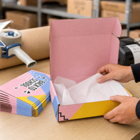 Boîte d'expédition en carton avec logo personnalisé, type avion, à fermeture auto-adhésive, impression couleur, emballage plat, vente en gros, direct usine