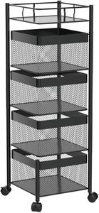 Wholesale Modern Metal 5-Layer Rotating Baskets Storage Rack Shelf <b>Vegetable</b> Fruit Basket Kitchen Trolley Cart - Product Image 4