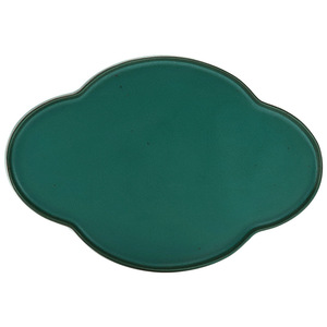 Bandeja de Té de Cerámica en Forma de Nube, Verde Oscuro, Hecha a Mano, para Servir Té Seco - Product Image 5