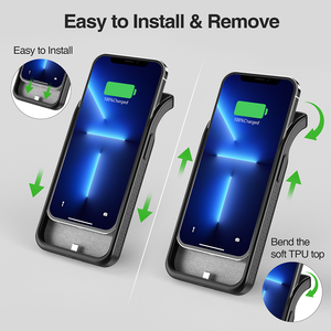 Coque de téléphone à batterie étendue Rechargeable en TPU avec support pour <span class=keywords><strong>iPhone</strong></span> 12 13 <span class=keywords><strong>14</strong></span> 15 16 Pro Max Power Bank Battery Case - Product Image 5