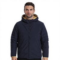 Veste matelassée en nylon épais réversible imperméable à fermeture éclair personnalisée OEM, taille plus, décontractée, respirante, pour homme