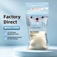 Sacs de conservation du lait maternel personnalisés à détection de température, sans BPA, 250 ml, double fermeture éclair, pochette autoportante, fabrication OEM