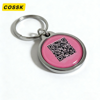 Étiquette RFID NFC personnalisée avec logo pour identification d'animaux de compagnie, résistante aux intempéries, étanche, conception de codage variée, code QR, anneau de sécurité, porte-clés