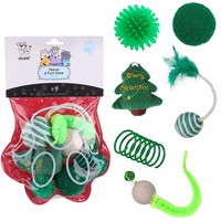 Ensemble cadeau de Noël pour chiens de compagnie chats chaton durable jouer jouet maison souris et ensemble de chaussettes mignonnes en peluche plastique coton et lin