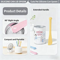Spatule multifonctionnelle en gros pour animaux de compagnie, cuillère à long manche portable pour mélanger les aliments pour chiens, grattoir en silicone pour chats