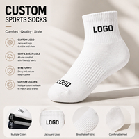 Chaussettes de sport personnalisées avec logo, chaussettes athlétiques mi-mollet, chaussettes jacquard, chaussettes en coton respirant, vente en gros OEM, faible MOQ
