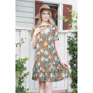 Abito a maniche corte con volant floreali - Product Image 5