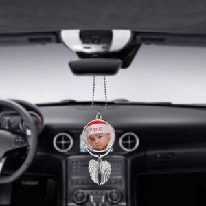 Porte-clés vierges pour sublimation, motif aile d'ange, en métal, pour impression par transfert thermique, ornements de Noël, breloques pour rétroviseur de voiture - Product Image 4