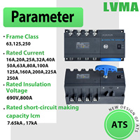 Commutateur de transfert automatique triphasé LVMA S2 63A/125A/250A/400A 3P/4P pour générateurs ou onduleurs solaires
