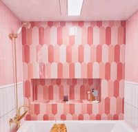Carrelage mural long moderne en briques de plumes de paon nordiques personnalisées, faites à la main, rose, vert, blanc, pour cuisine, salle de bain, bar, et comme briques réfractaires