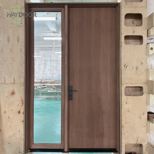 אישורים מותאמים אישית לגמרי גמור דלת כניסה מעץ עם זכוכית אחד sidelite מעץ מלא דלת חיצונית - Product Image 5