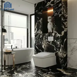 2024 produk baru dalam desain kamar mandi rumah Harga ubin lantai dinding kamar mandi batu marmer hitam Napoleon