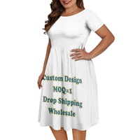 Robe Aloha Hawaïenne Grande Taille Personnalisable Imprimé Haute Qualité Sur Demande Formelle Sexy Longueur Genou Manches Courtes pour Femme