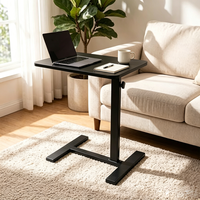 Bureau debout réglable en hauteur - Table d'ordinateur ergonomique assis-debout avec base métallique stable et plateau en bois pour le bureau à domicile
