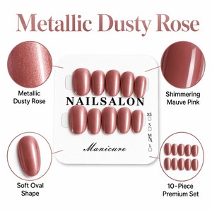Uñas Postizas Rosa Brillante, Forma Ovalada Natural, Listas para Usar, Estilo Salón - Product Image 2