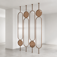 Cloison de séparation en verre et acier inoxydable moderne personnalisable, mur de séparation métallique rotatif minimaliste pour restaurant, revêtement
